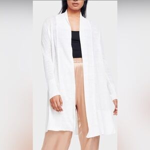 NWT White + Warren Long Open Cardigan White Size Medium
